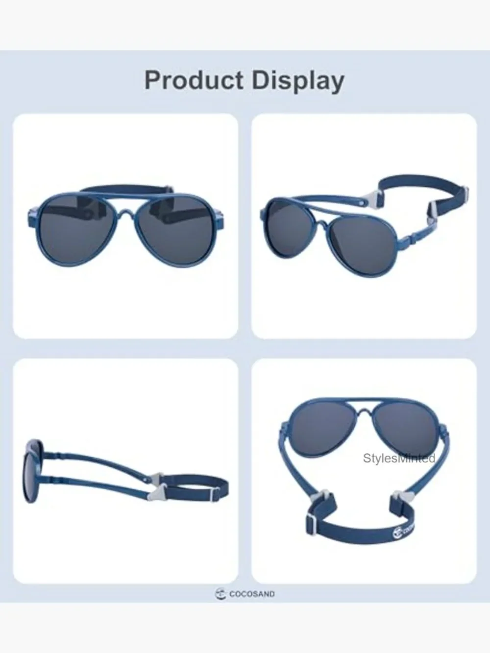 Baby Aviator Polarized Sunglasses with Adjustable Strap 0-18 Months